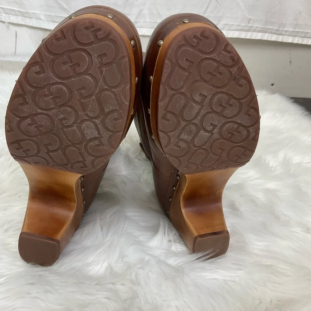 UGG Women's Chestnut Brown Lynnea Leather Boots Size 8 - Picture 9 of 13